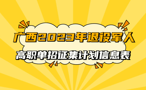 广西退役军人高职单招计划