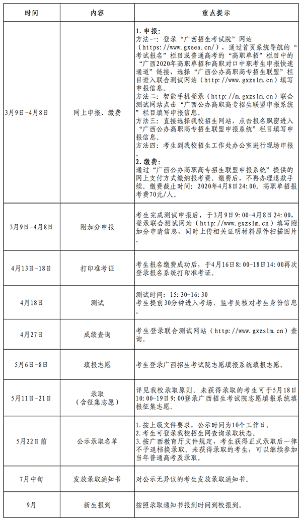 广西职业技术学院日程安排