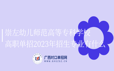 崇左幼儿师范高等专科学校高职单招2023年招生专业