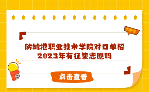 防城港职业技术学院对口单招2023年有征集志愿吗