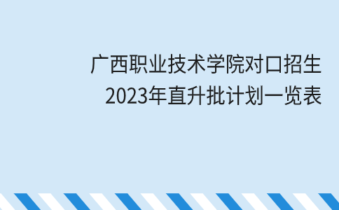 广西职业技术学院对口招生2023年直升批计划