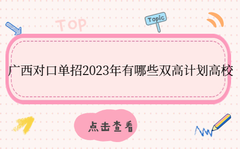 2023年广西对口单招双高计划高校