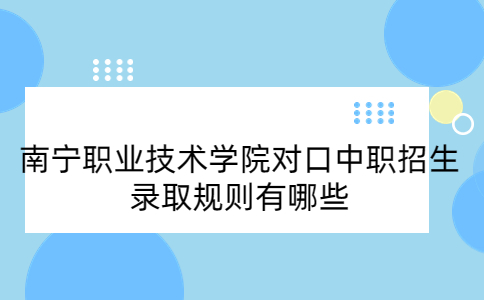 南宁职业技术学院对口中职招生录取规则