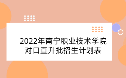 2022年南宁职业技术学院对口直升批招生计划