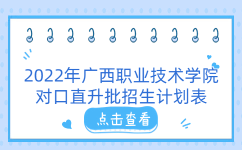 2022年广西职业技术学院对口直升批招生计划