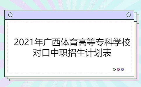 2021年广西体育高等专科学校对口中职招生计划