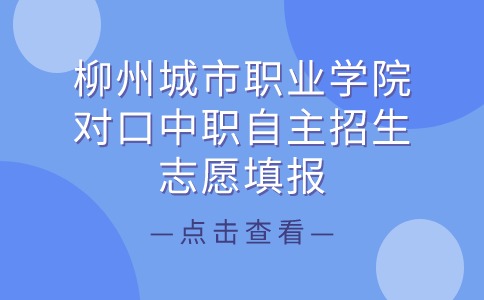 柳州城市职业学院对口中职自主招生志愿填报