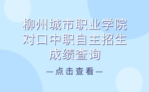 柳州城市职业学院对口中职自主招生成绩查询