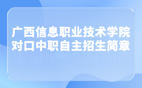 广西信息职业技术学院2024年对口中职自主招生简章